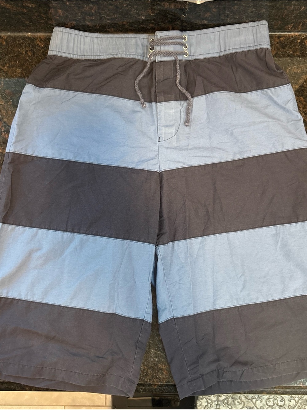 Lacoste Swim Trunk Board Shorts Mens Size 5 Large Blue Navy Blue Cotton Nylon